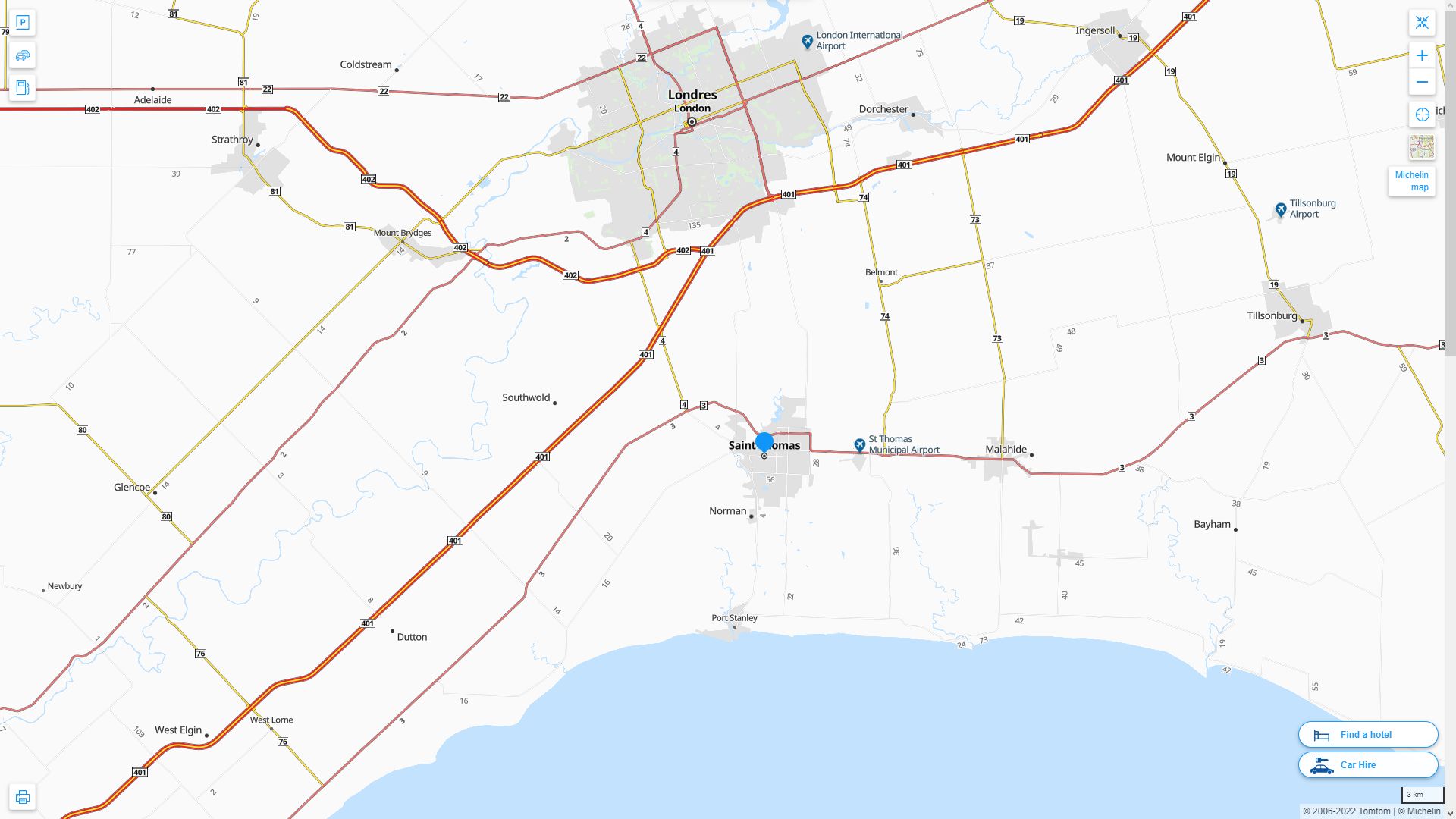 St. Thomas Canada Autoroute et carte routiere